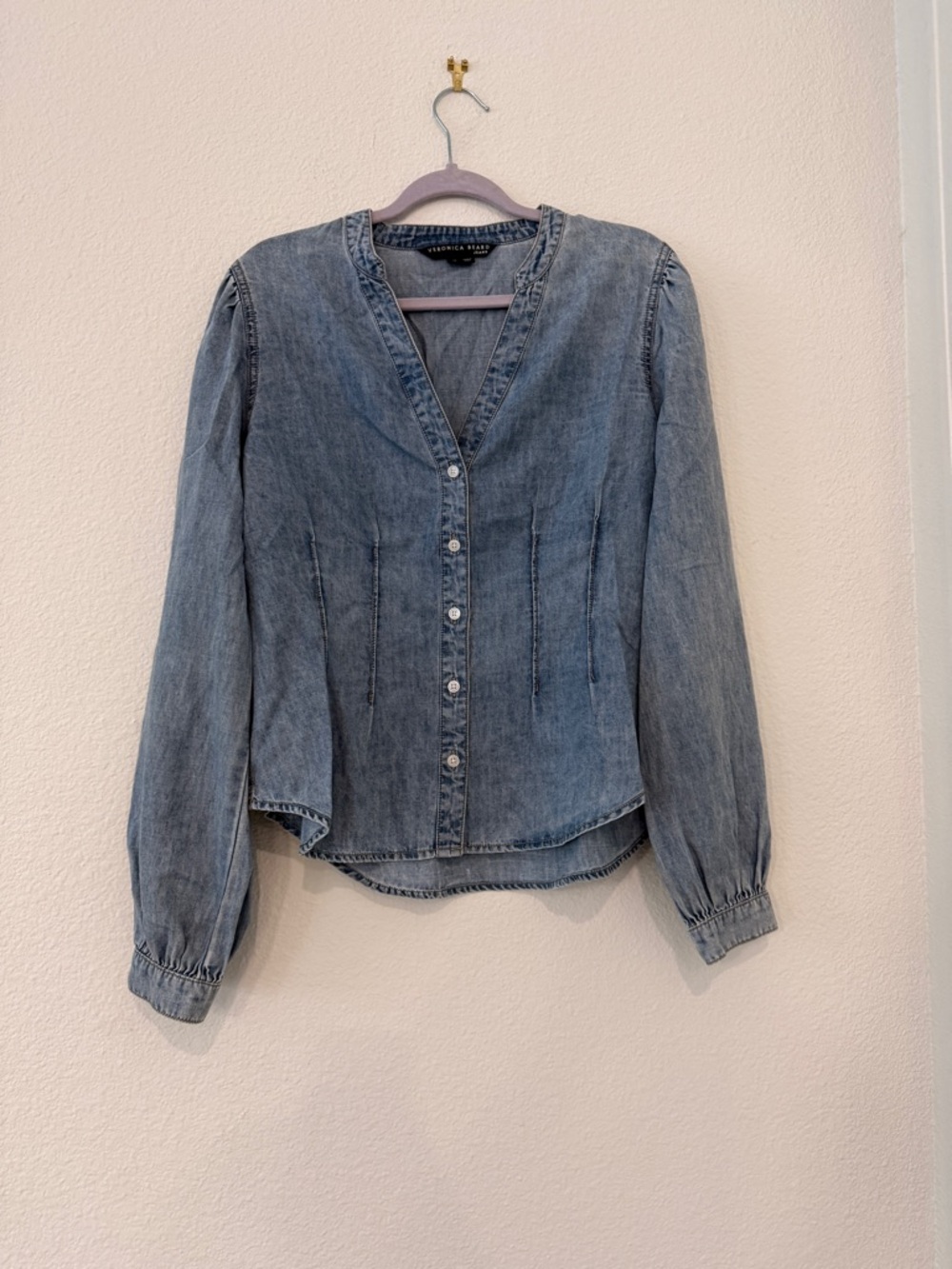 Veronica Beard Blue Denim Button-Front Shirt
